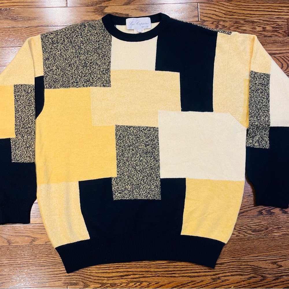Les Copains Multicolor Patchwork Crewneck Sweater